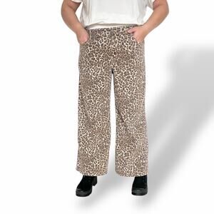 AE American Eagle Stretch Leopard Low Rise Baggy WIde Leg Leopard Jeans 18